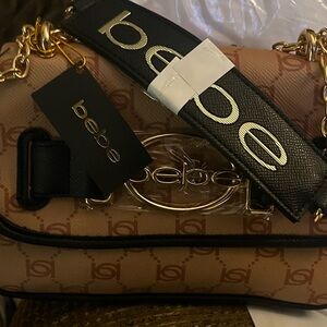 Bebe Black and Tan Crossbody Bag